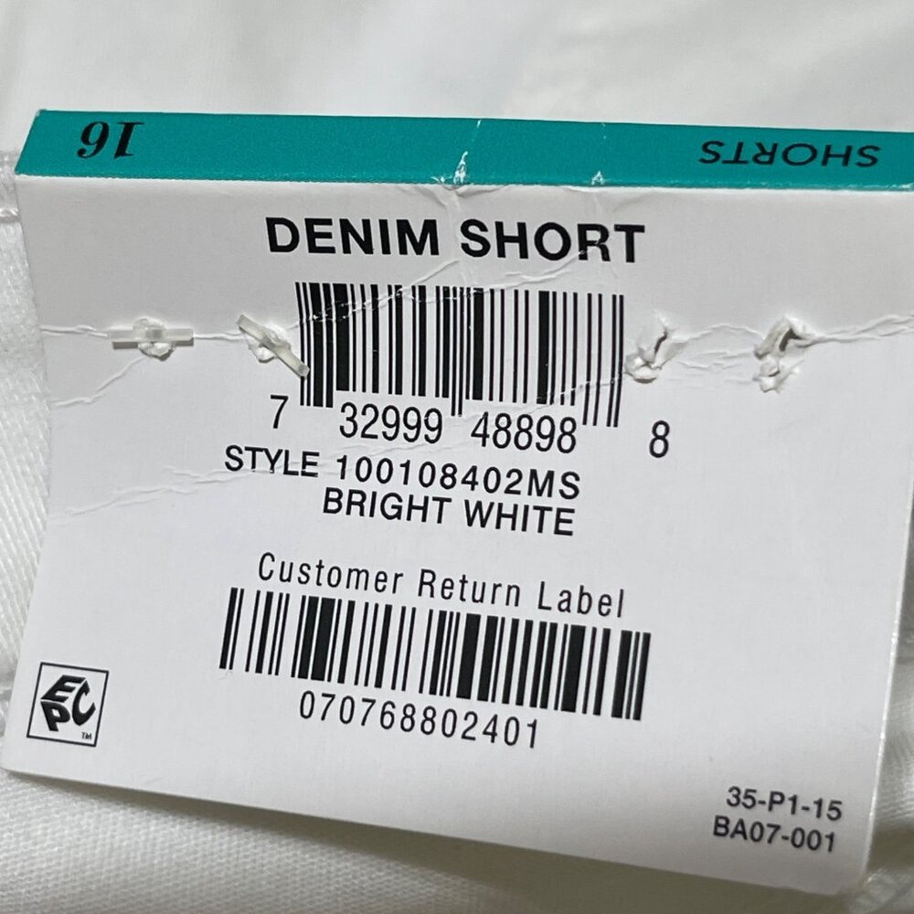 New Charter Club White Denim Shorts Size 16 Bermuda 10" Inseam - Picture 4 of 7